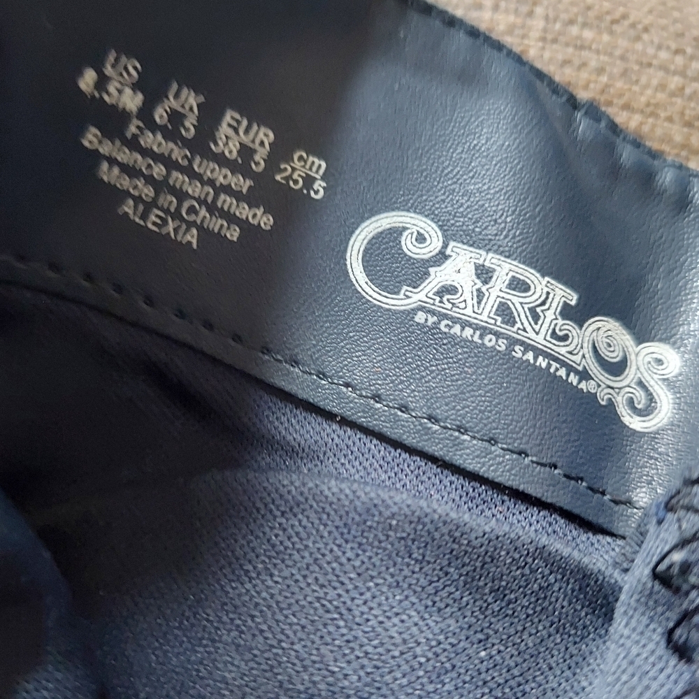 Carlos by Carlos Santana Alexia Floral Embroidered Knee-High Boots - Navy Blue - Picture 7 of 8